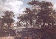 Meindert Hobbema Wooded Landscape with Travellers (mk25) oil painting picture wholesale